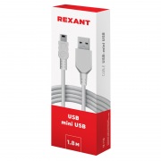 Кабель mini USB (male) штекер - USB-A (male) штекер, длина 1,8 метра, белый (PE пакет)  REXANT | Фото 4
