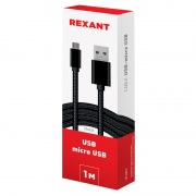 USB кабель microUSB, шнур в металлической оплетке серебристый  REXANT | Фото 4