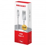 Шнур USB 3.1 type C (male)-USB 2.0 (male) в тканевой оплетке 1 м черный REXANT | Фото 2