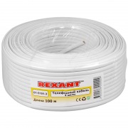 Кабель телефонный 4 жилы, 100 м. , белый (CCA), (ШТЛП-4) REXANT | Фото 1