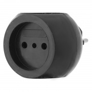 Тройник электрический Шар 220В, 16А черный | Фото 1