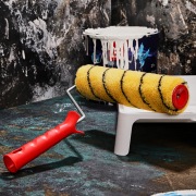 Валик полиакрил желтый с черной полосой, ворс 11 мм, ширина ролика 240 мм, бюгель 6 мм, Ø 42 мм REXANT | Фото 1