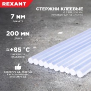 Клеевые стержни REXANT, Ø7 мм, 200 мм, прозрачные, 10 шт., хедер | Фото 1