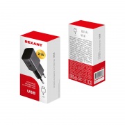 Сетевое зарядное устройство REXANT USB, 5V, 2.1 A, черное | Фото 1