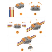 Клемма СМК 222-424P проходная 4 полюса, с монтажной площадкой (0,08-4 мм²), серая (блистер 5 шт./уп.) REXANT | Фото 3