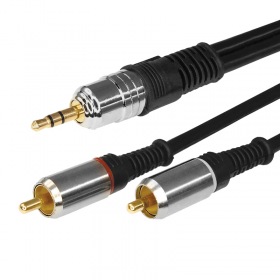 REXANT Шнур 3.5 Stereo Plug-2RCA Plug 5М (GOLD)-металл