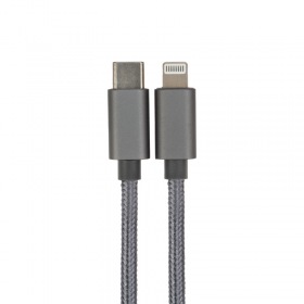 REXANT Кабель Type-C – Lightning, 3А, 1м, в нейлоновой серой оплетке, Power Delivery REXANT