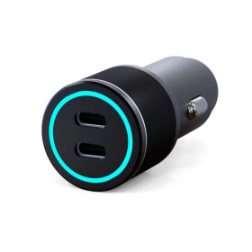 REXANT Автомобильное зарядное устройство c двумя портами (USB-C + USB-С) c LED-подсветкой, 75Вт REXANT