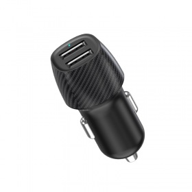 REXANT Автомобильное зарядное устройство c двумя портами (USB-А + USB-A) со световой индикацией, 12Вт, черное REXANT