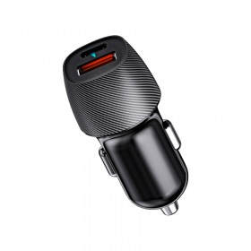 REXANT Автомобильное зарядное устройство с двумя портами (USB-A QC 3.0 + USB-C PD) со световой индикацией, 38Вт, черное REXANT