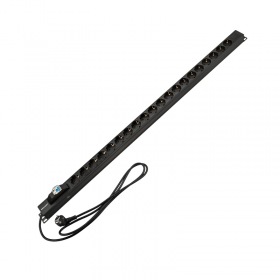 REXANT Блок распределения питания PDU вертикальный 20 розеток СЕЕ 7/4 Schuko 16А автомат защиты алюм корп шнур 2м вилка СЕЕ 7/7 Schuko черный REXANT