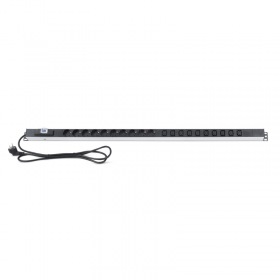 REXANT Блок распределения питания PDU вертикальный 10 розеток СЕЕ 7/4 Schuko 10 розеток C13 16А авт защит алюм корп шнур 2м вилка СЕЕ 7/7 Schuko черн REXANT