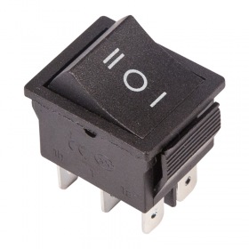 REXANT Выключатель клавишный 250V 15А (6с) ON-OFF-ON черный  с нейтралью (RWB-508, SC-767)  REXANT Индивидуальная упаковка 1 шт