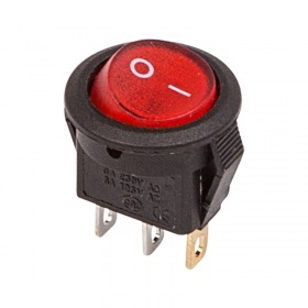 REXANT Выключатель клавишный круглый 250V 3А (3с) ON-OFF красный  с подсветкой  Micro  (RWB-106, SC-214)  REXANT Индивидуальная упаковка 1 шт