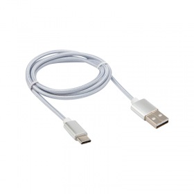 REXANT Шнур USB 3.1 type C (male)-USB 2.0 (male) в тканевой оплетке 1 м черный REXANT