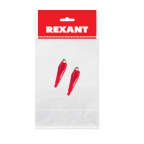 REXANT Зажим крокодил в изоляторе REXANT, длина 56 мм, ток 5A, 2 шт., пакет БОПП