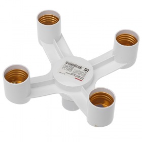 REXANT Разветвитель цокольный Е27-4хЕ27 (поворотный цоколь) белый REXANT