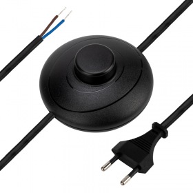 REXANT Сетевой шнур с напольным переключателем 2х0,75 мм², 2,5 м черный REXANT