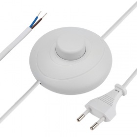 REXANT Сетевой шнур с напольным переключателем 2х0,75 мм², 2,5 м белый REXANT