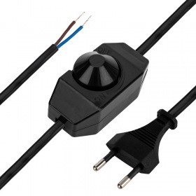 REXANT Сетевой шнур с диммером, 2х0,75 мм², 2 м черный REXANT