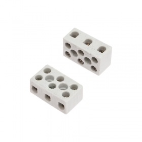 REXANT Клемма керамическая винтовая КВ 4 мм² 3 пары контактов с крепежным отверстием (100 шт./уп.) REXANT
