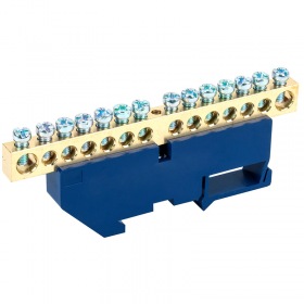 REXANT Шина «N» нулевая с синим изолятором на DIN-рейку 8x12 мм стойка бол. 14 групп REXANT