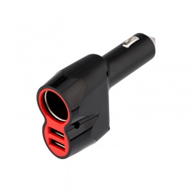 REXANT Автозарядка в прикуриватель REXANT АЗУ 2хUSB+гнездо, 12-24V, 5V,1 000mA белая 