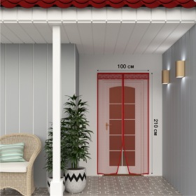 REXANT Дверная антимоскитная сетка розовая с цветами
 (магниты пришиты по всей длине сетки!)